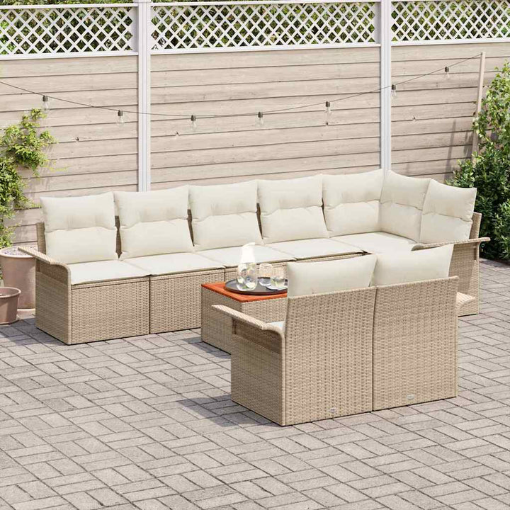 Havesofa Sæt med opbevaring 9 pcs Beige og creme polyrattan