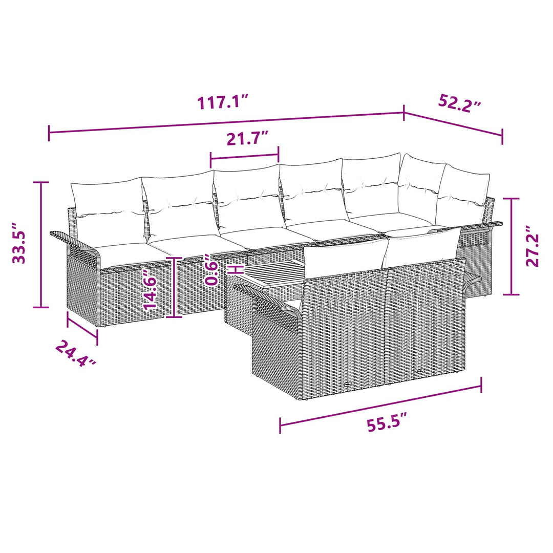 Havesofa Sæt med opbevaring 9 pcs Sort og turkis polyrattan