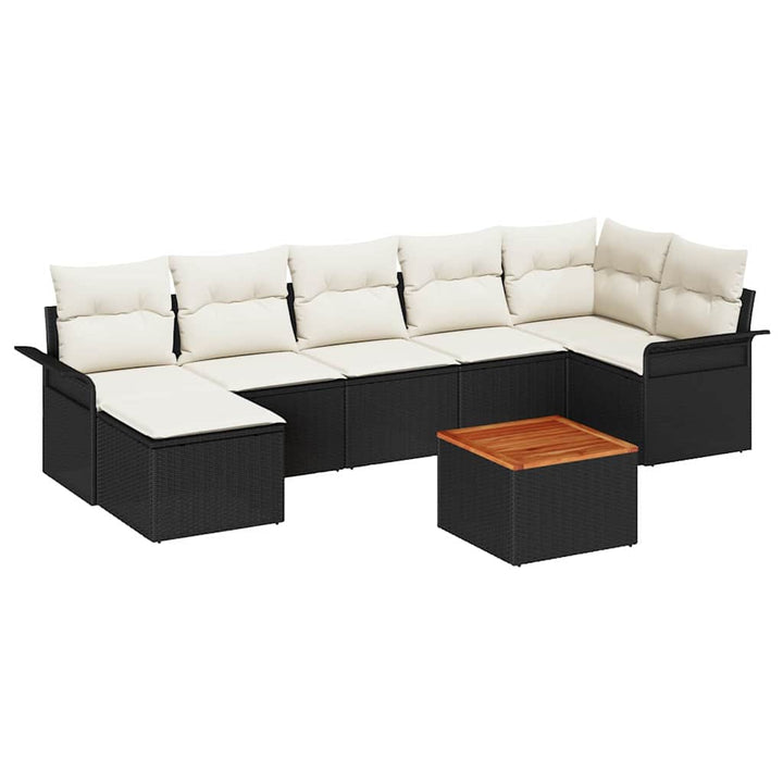 Havesofa Sæt med opbevaring 8 pcs Sort og Cream polyrattan