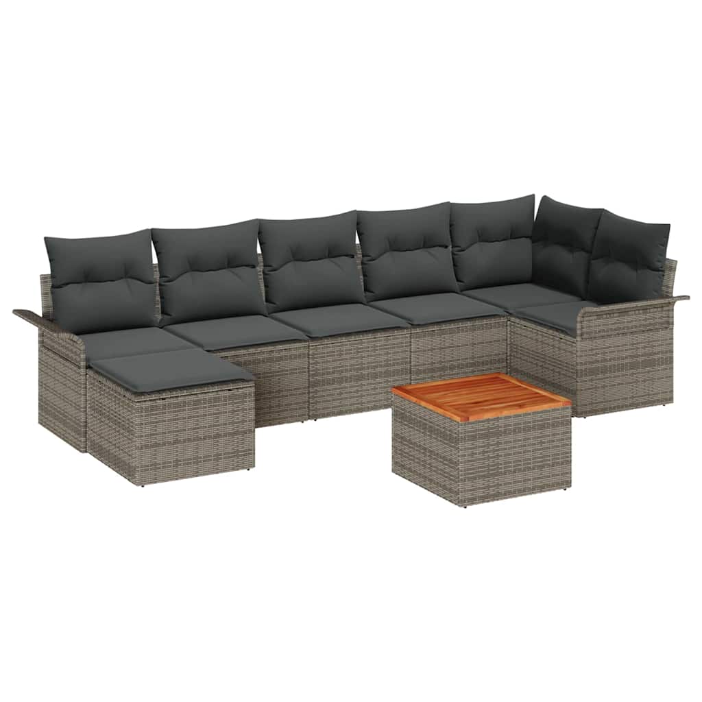 Havesofa Sæt med opbevaring 8 pcs Grå polyrattan