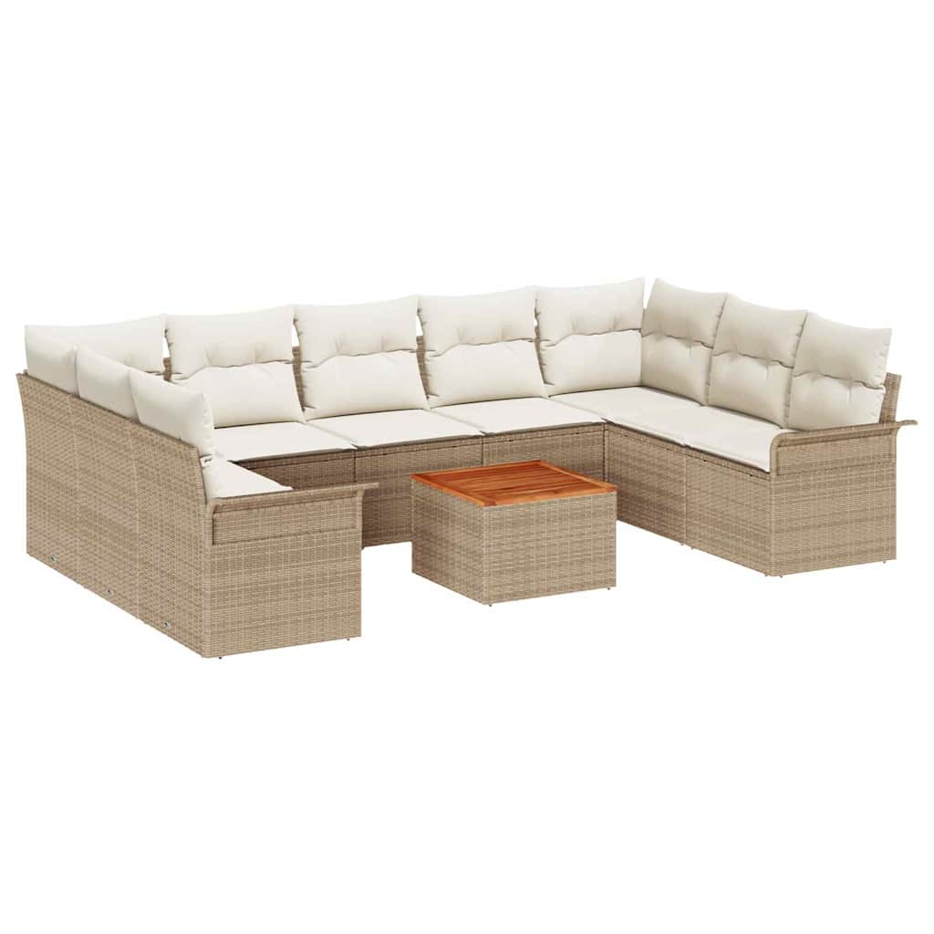 Havesofa Sæt 10 stk. 9-Antal sæder Beige og creme polyrattan