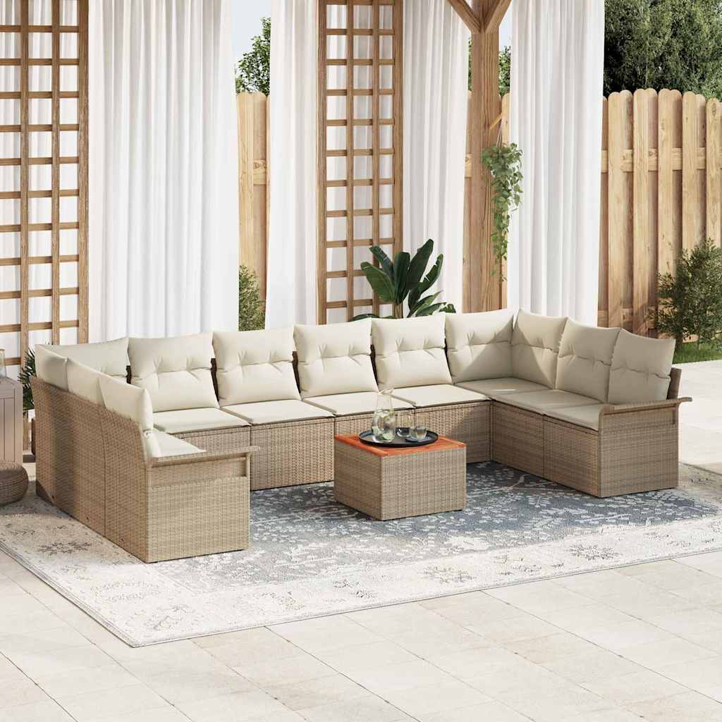 Havesofa Sæt 11 stk. 10-Antal sæder Beige og creme polyrattan