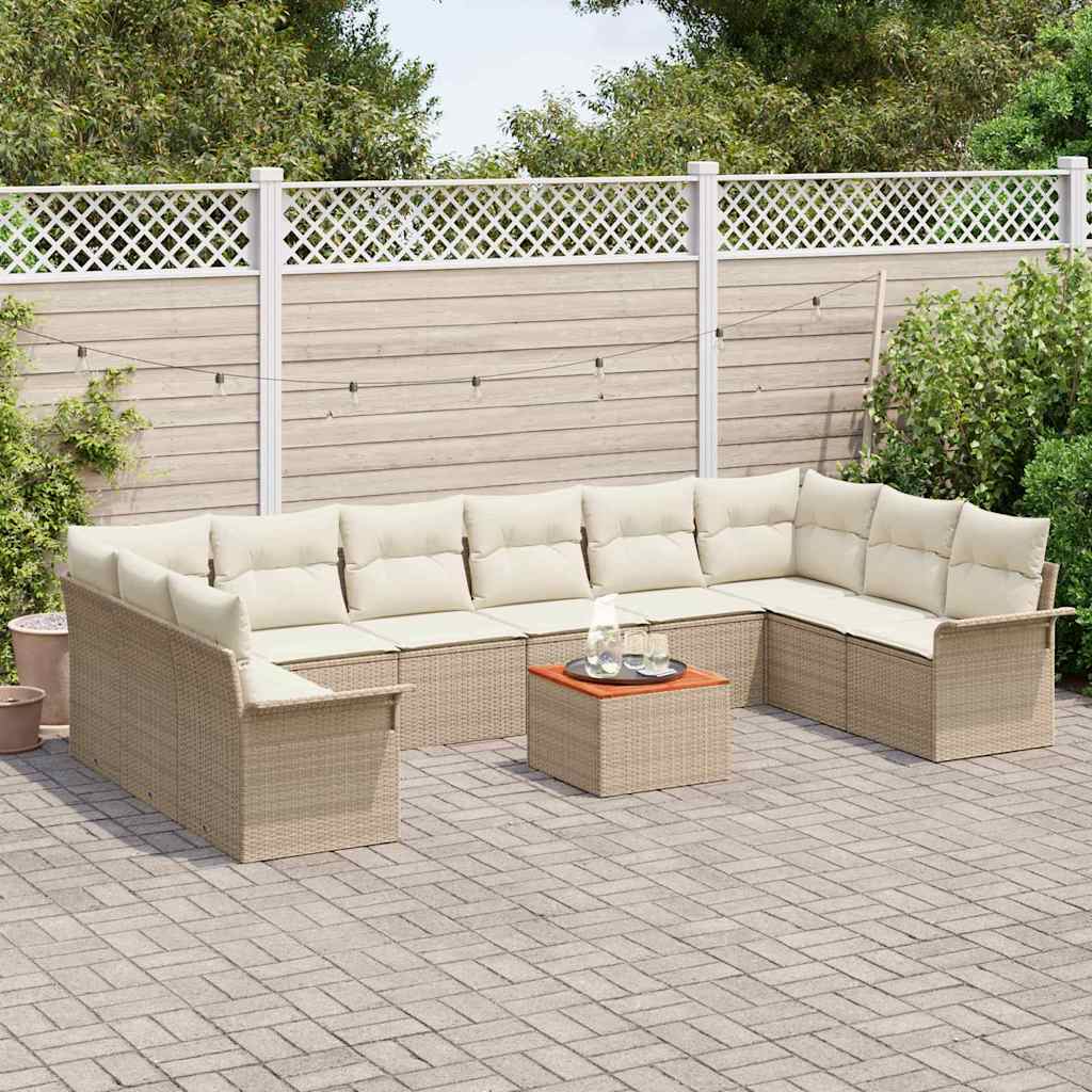 Havesofa Sæt 11 stk. 10-Antal sæder Beige og creme polyrattan
