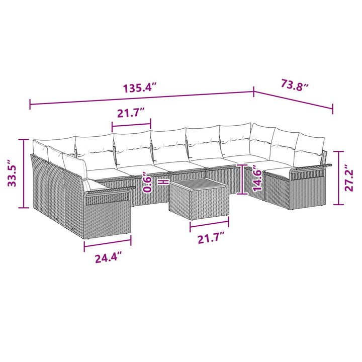 Havesofa Sæt med opbevaring 11 pcs Sort og turkis polyrattan