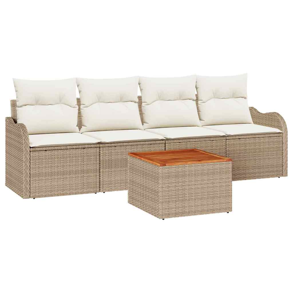 Havesofa Sæt 5 stk. 4-Antal sæder Beige og creme polyrattan