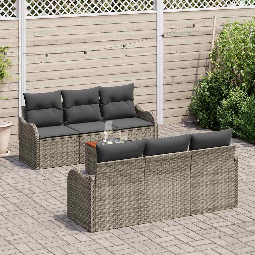 Havesofa Sæt med opbevaring 7 pcs Grå polyrattan
