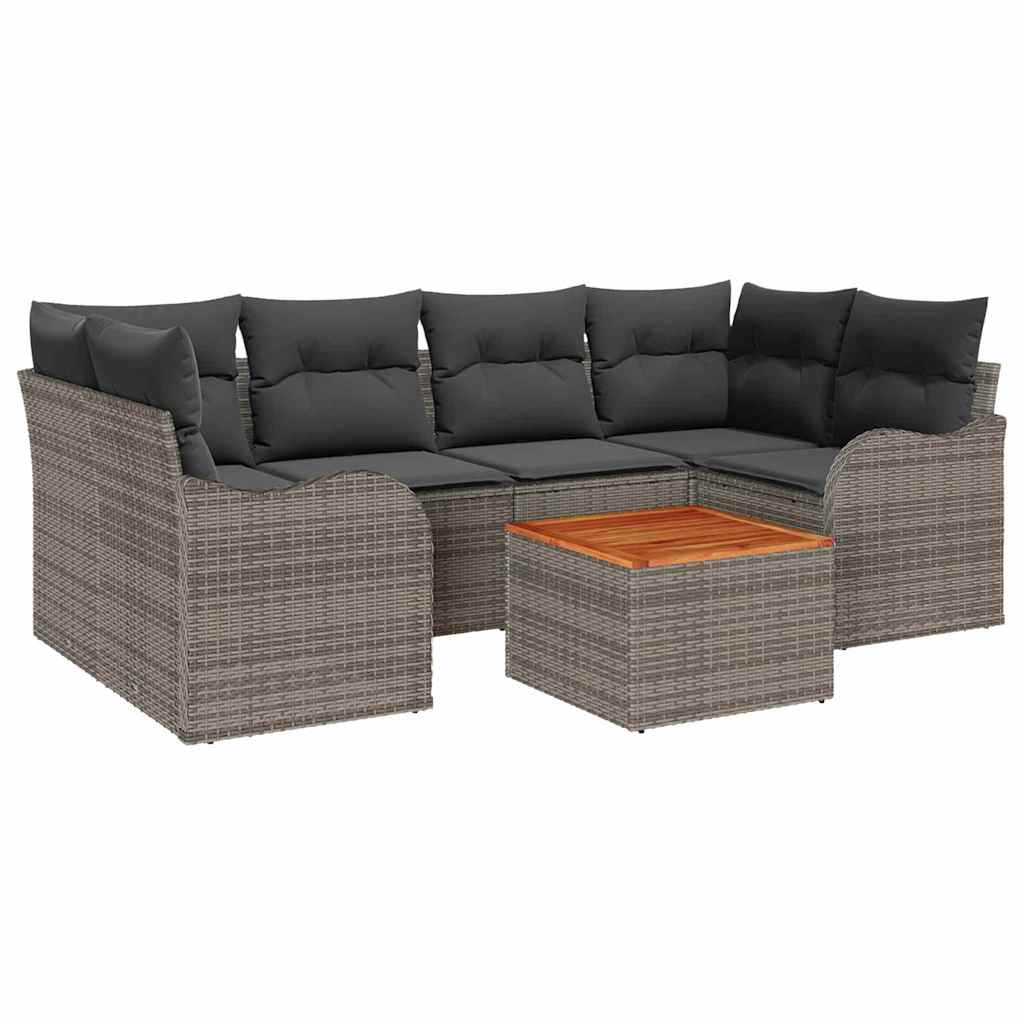 Havesofa Sæt med opbevaring 7 pcs Grå polyrattan