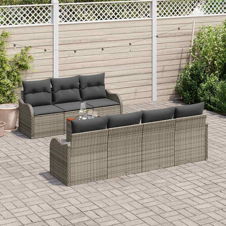 Havesofa Sæt med opbevaring 8 pcs Grå polyrattan