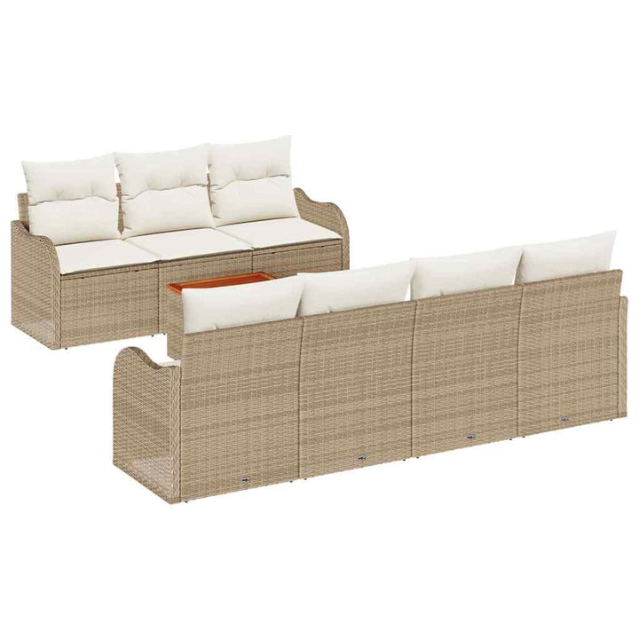 Havesofa Sæt med opbevaring 8 pcs Beige og creme polyrattan