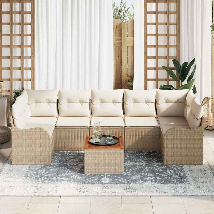 Havesofa Sæt 8 stk. Beige og creme polyrattan
