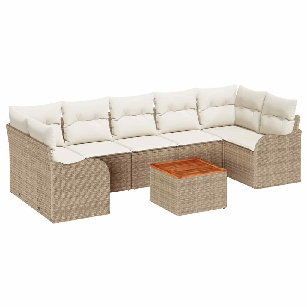 Havesofa Sæt med opbevaring 8 pcs Beige og creme polyrattan