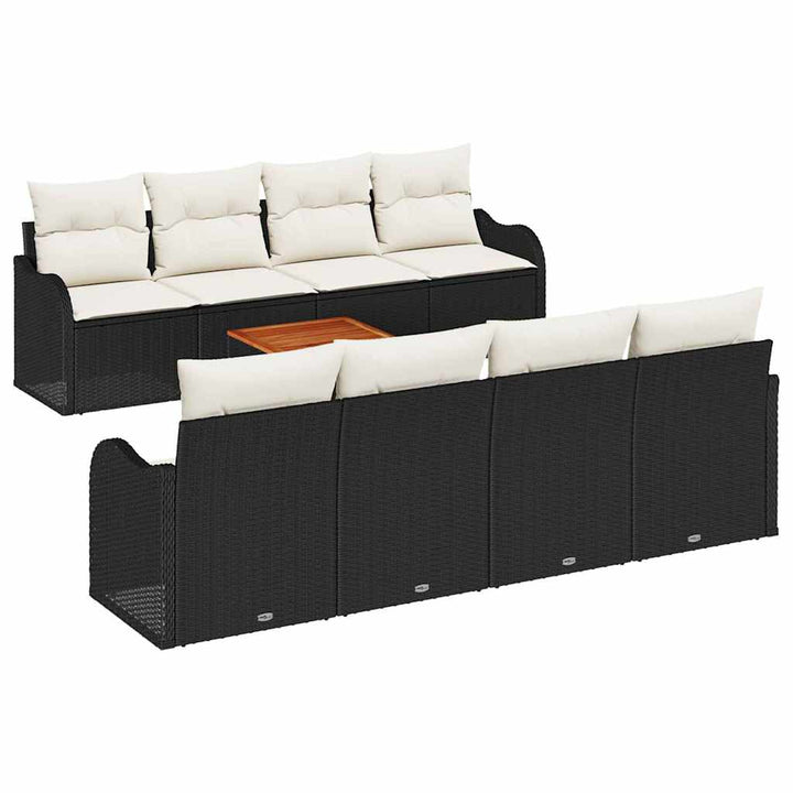 Havesofa Sæt med opbevaring 9 pcs Sort og Cream polyrattan