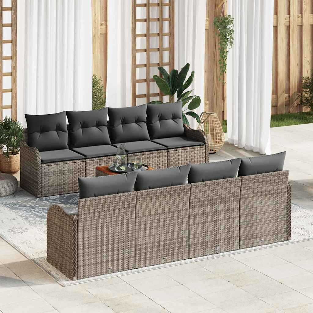 Havesofa Sæt med opbevaring 9 pcs Grå polyrattan