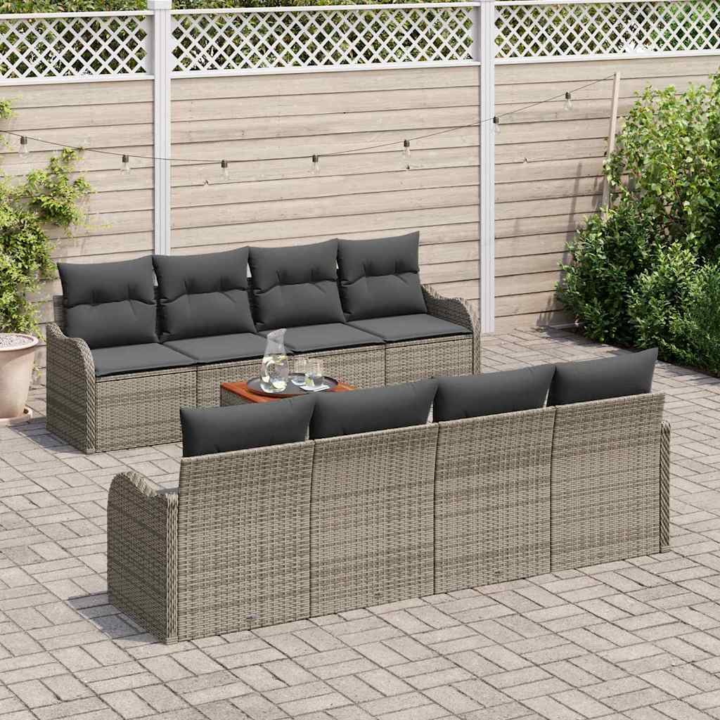 Havesofa Sæt med opbevaring 9 pcs Grå polyrattan