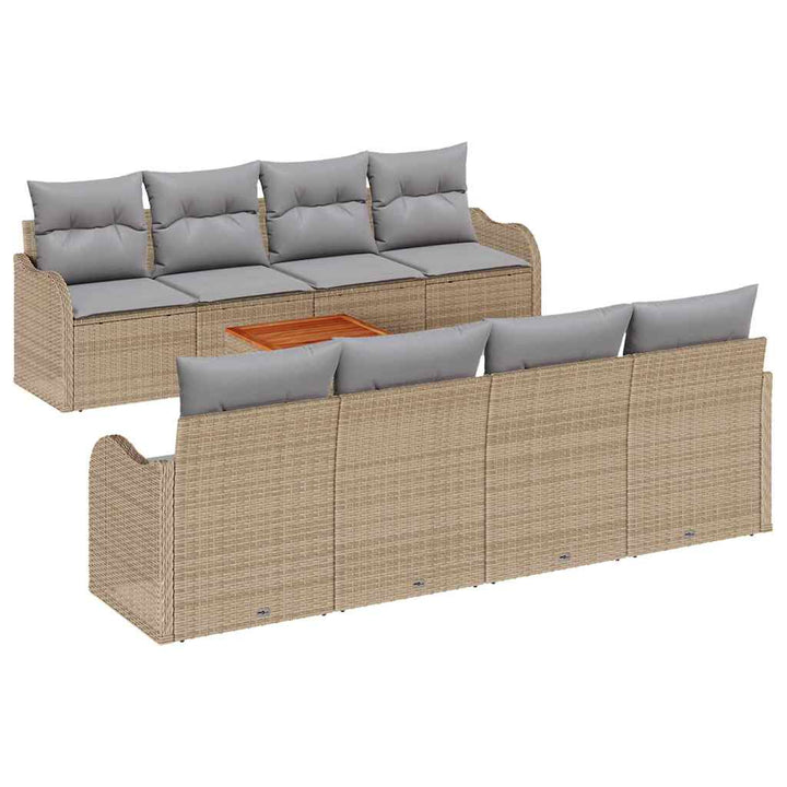Havesofa Sæt med opbevaring 9 pcs Beige og lys grå polyrattan