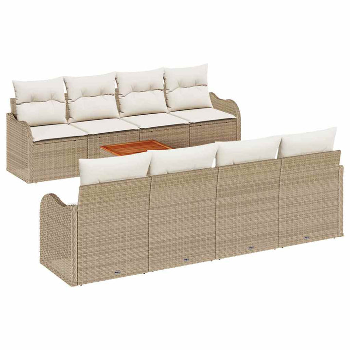 Havesofa Sæt 9 stk. Beige og creme polyrattan