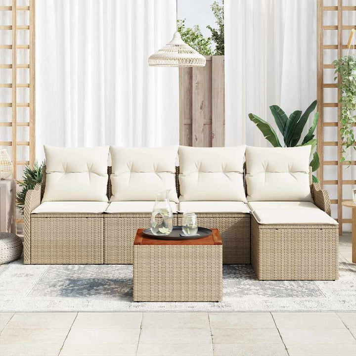 Havesofa Sæt 6 stk. Beige og creme polyrattan