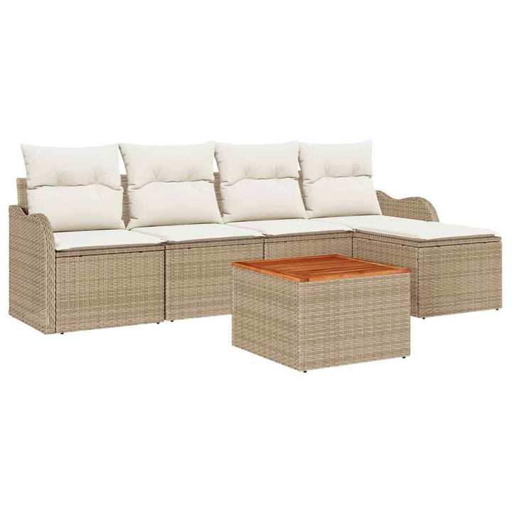 Havesofa Sæt 6 stk. Beige og creme polyrattan