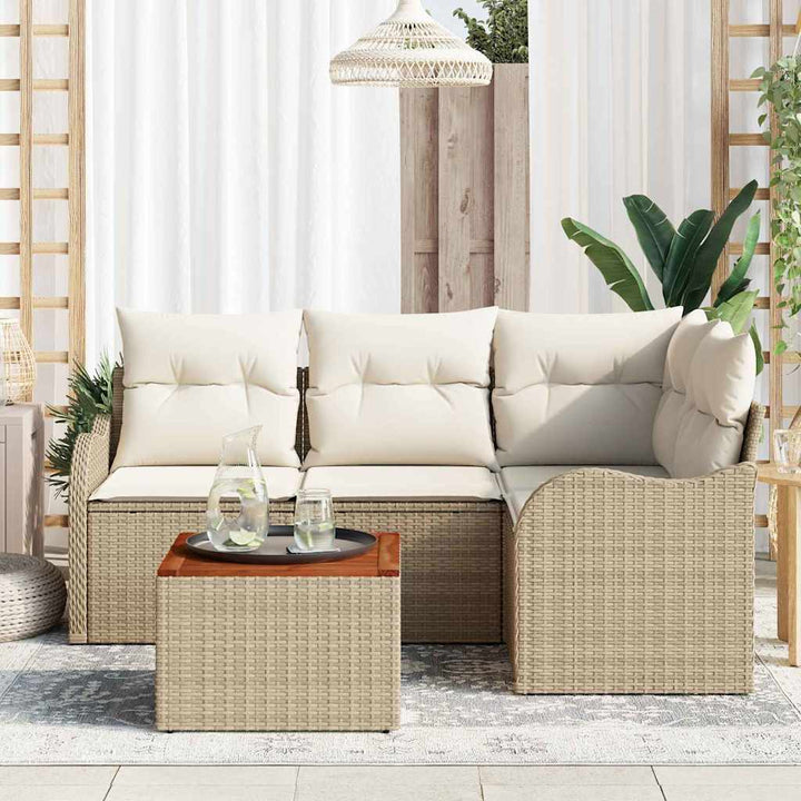 Havesofa Sæt 5 stk. Beige og creme polyrattan