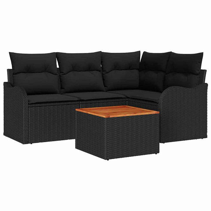 Havesofa Sæt 5 stk. Sort polyrattan