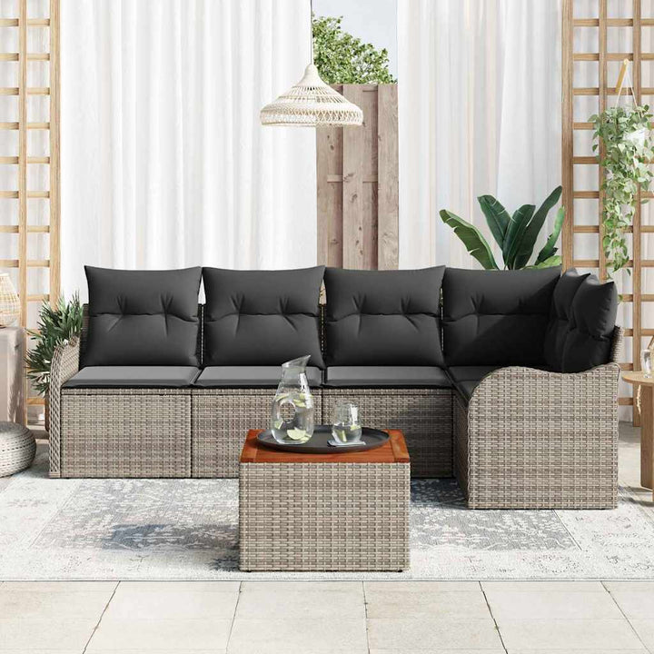 Havesofa Sæt med opbevaring 6 pcs Grå polyrattan