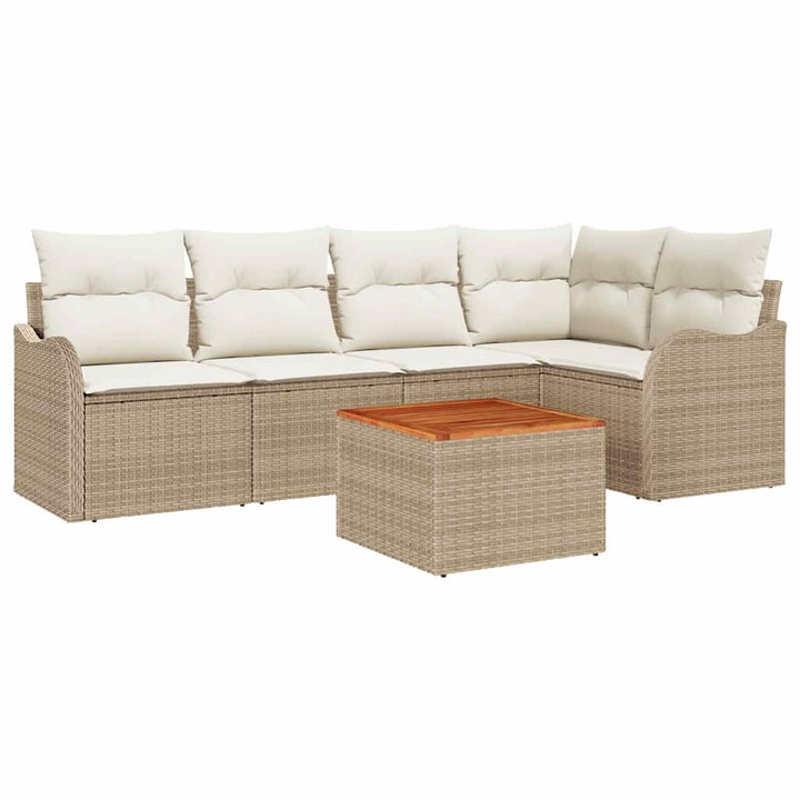 Havesofa Sæt med opbevaring 6 pcs Beige og creme polyrattan