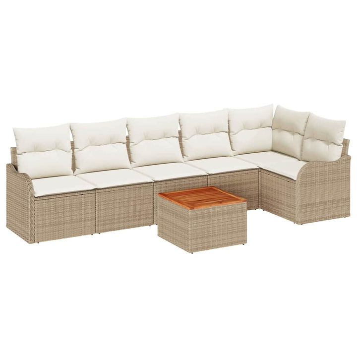 Havesofa Sæt med opbevaring 7 pcs Beige og creme polyrattan
