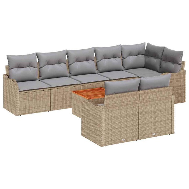 Havesofa Sæt 9 stk. Beige og lys grå polyrattan