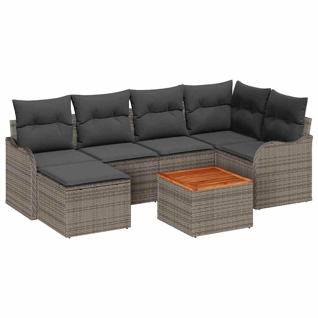 Havesofa Sæt med opbevaring 7 pcs Grå polyrattan