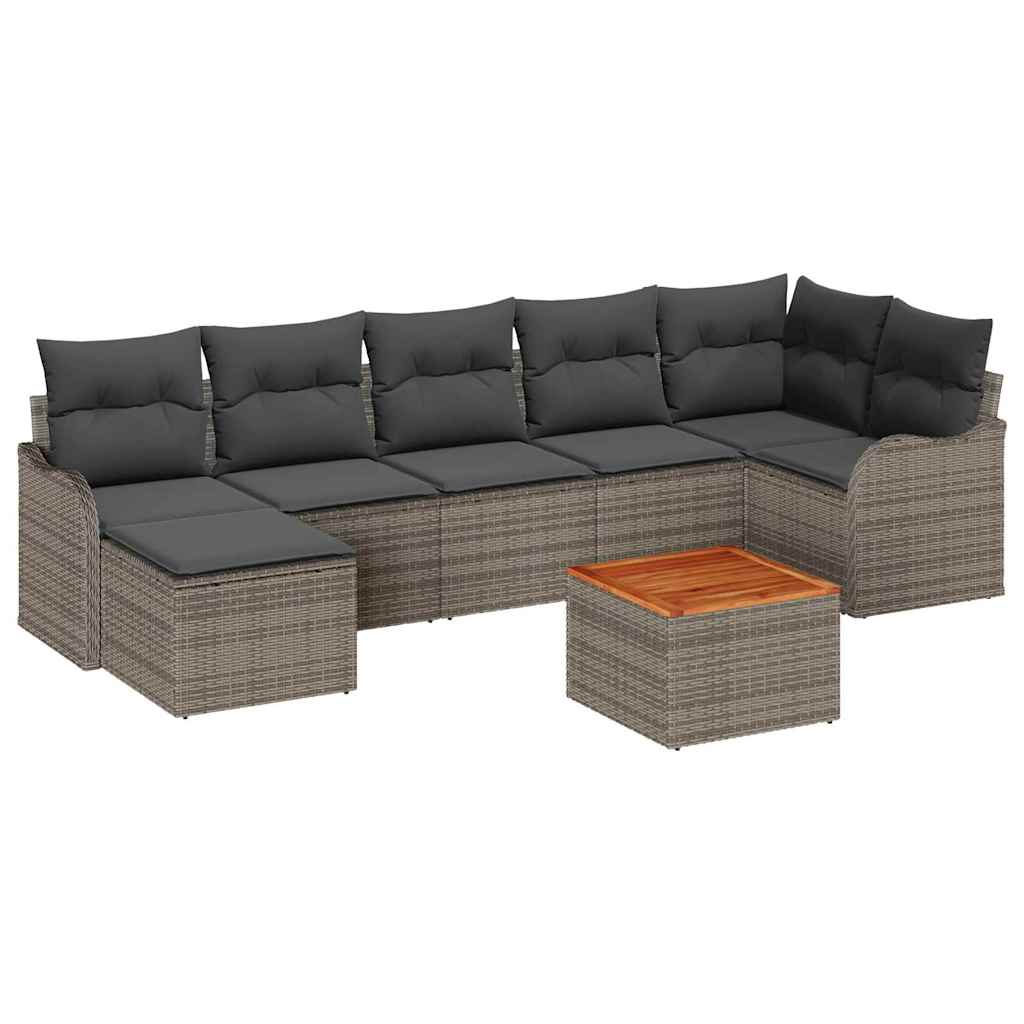 Havesofa Sæt med opbevaring 8 pcs Grå polyrattan