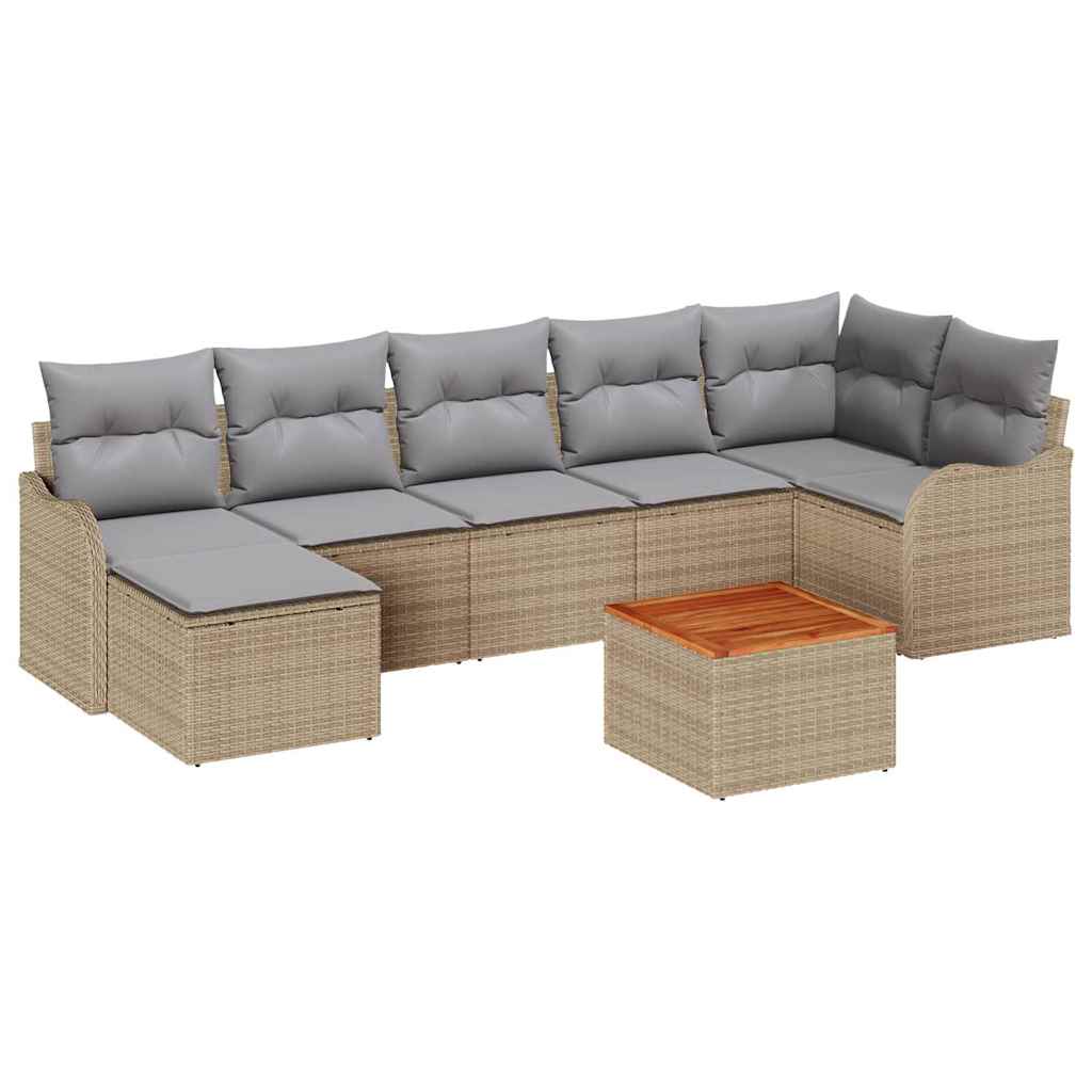 Havesofa Sæt 8 stk. Beige og lys grå polyrattan