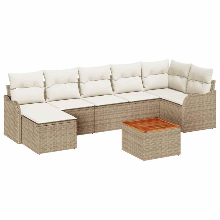 Havesofa Sæt med opbevaring 8 pcs Beige og creme polyrattan