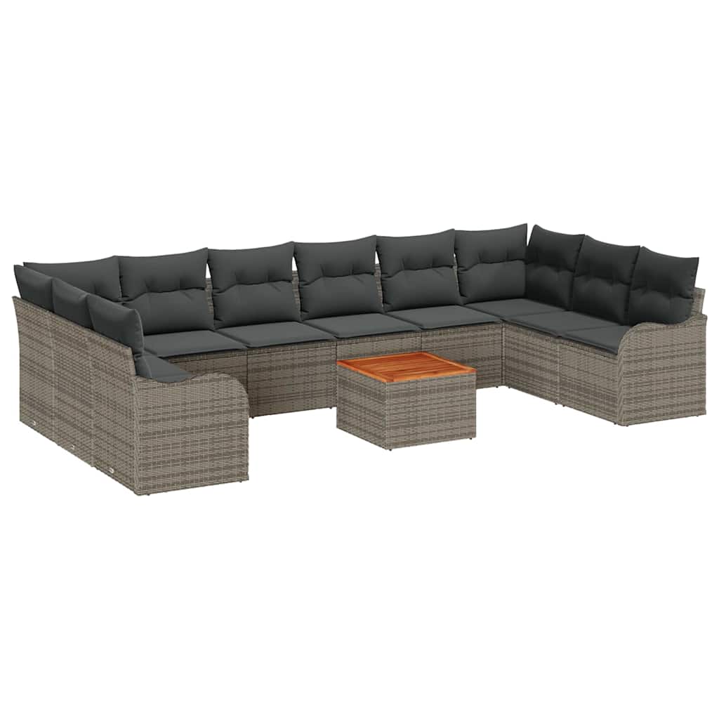 Havesofa Sæt med opbevaring 10 pcs Grå polyrattan