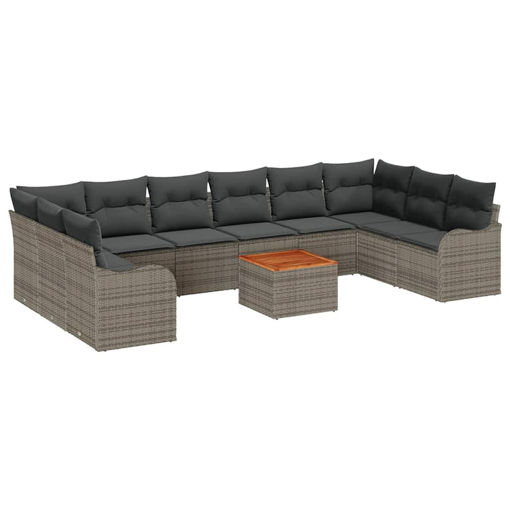 Havesofa Sæt med opbevaring 10 pcs Grå polyrattan