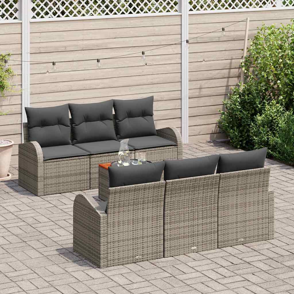 Havesofa Sæt med opbevaring 7 pcs Grå polyrattan