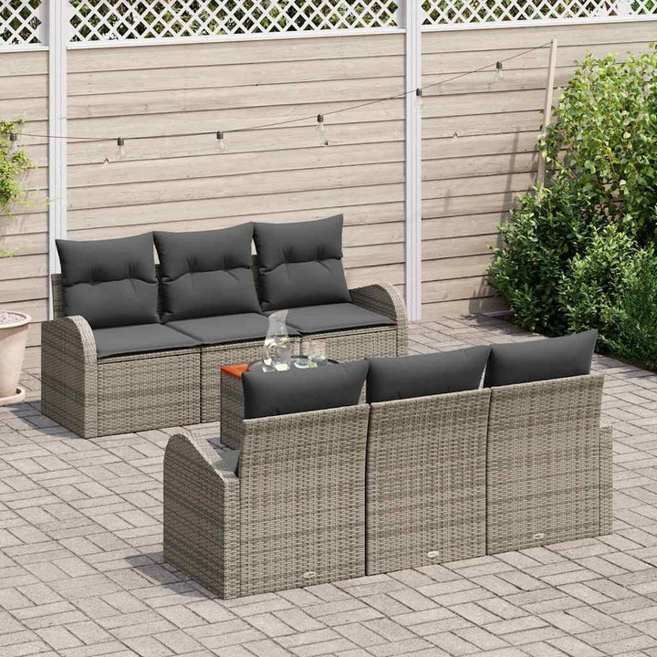 Havesofa Sæt med opbevaring 7 pcs Grå polyrattan
