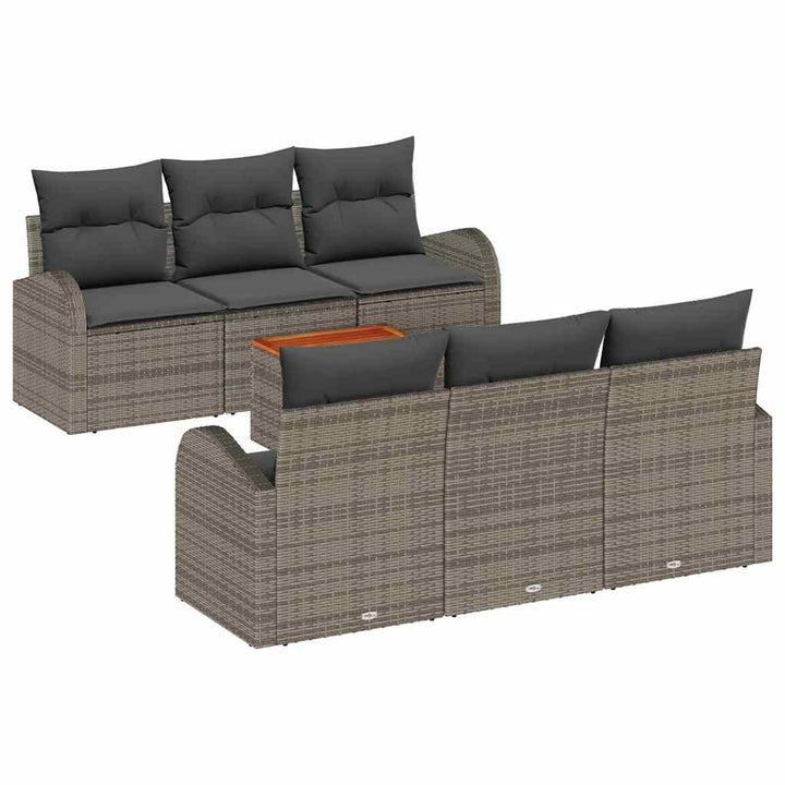 Havesofa Sæt med opbevaring 7 pcs Grå polyrattan