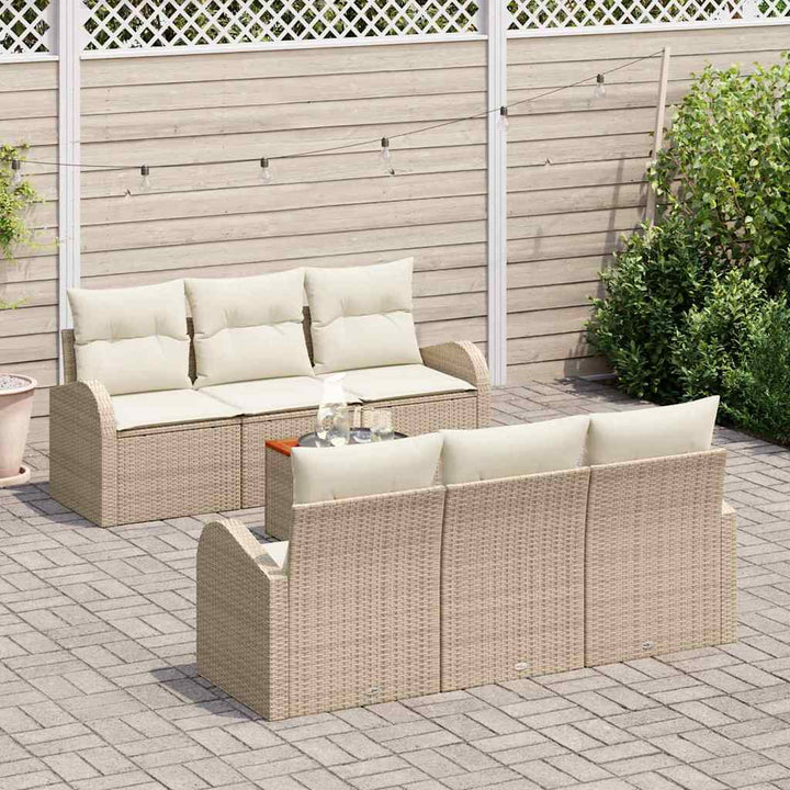 Havesofa Sæt 7 stk. Beige og creme polyrattan