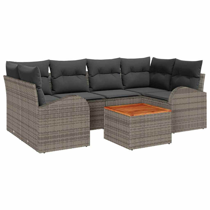 Havesofa Sæt med opbevaring 7 pcs Grå polyrattan