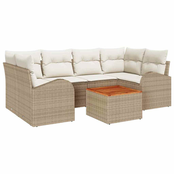 Havesofa Sæt 7 stk. Beige og creme polyrattan