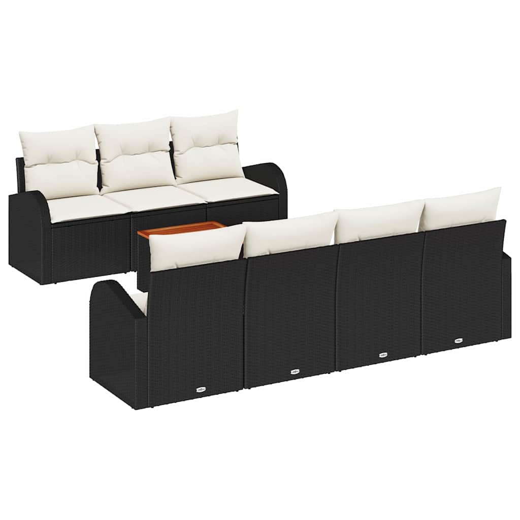 Havesofa Sæt med opbevaring 8 pcs Sort og Cream polyrattan