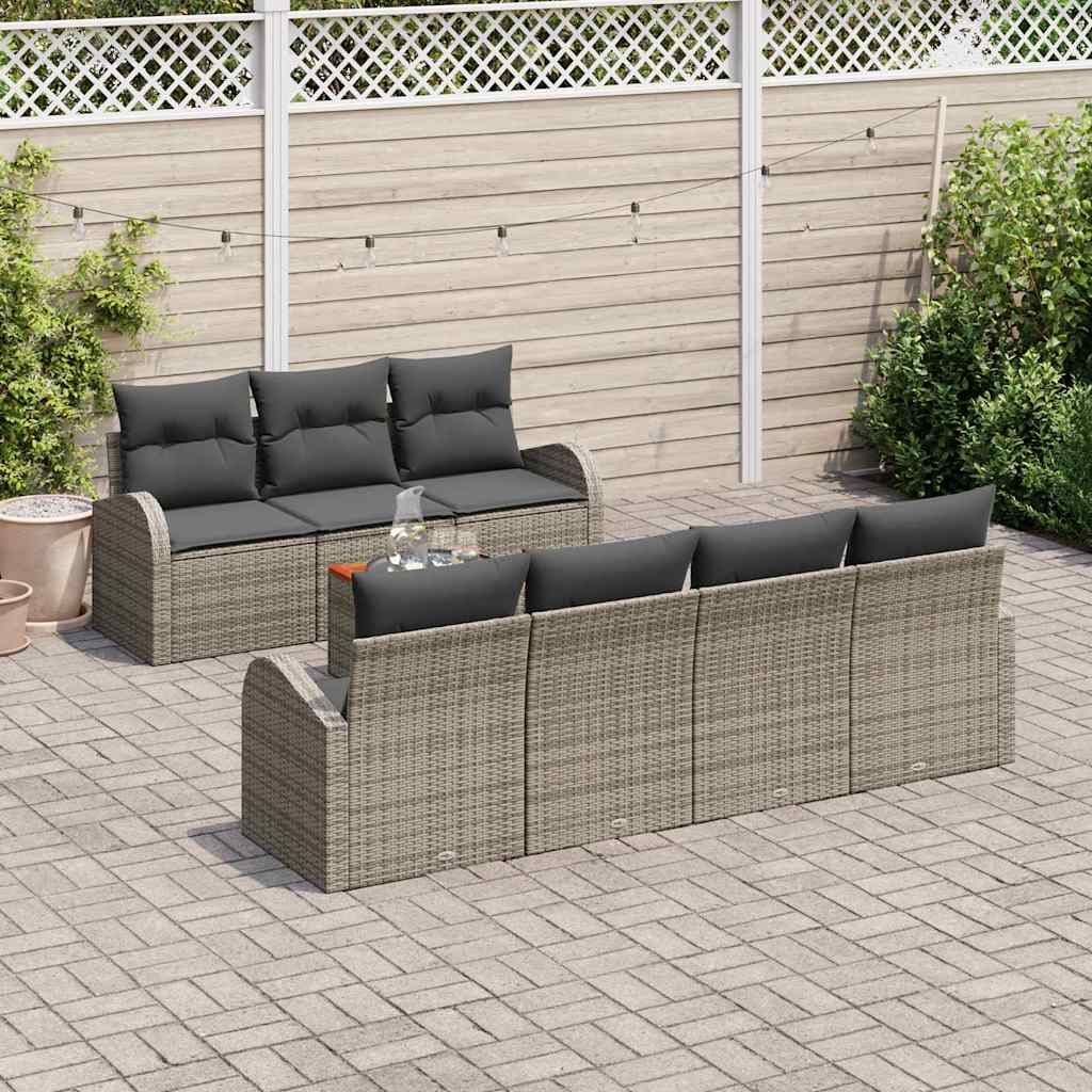Havesofa Sæt med opbevaring 8 pcs Grå polyrattan