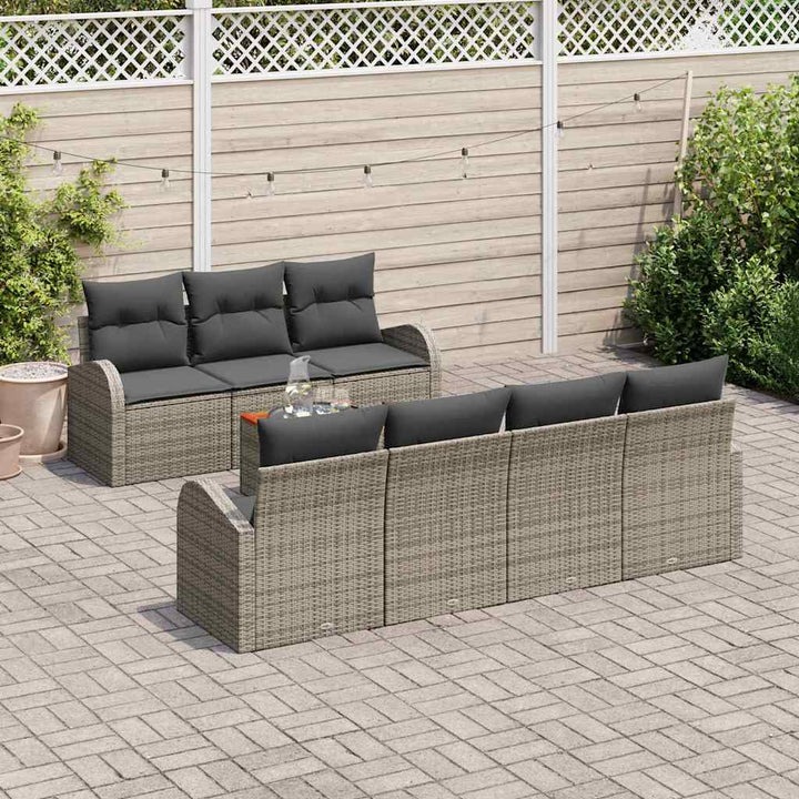 Havesofa Sæt med opbevaring 8 pcs Grå polyrattan