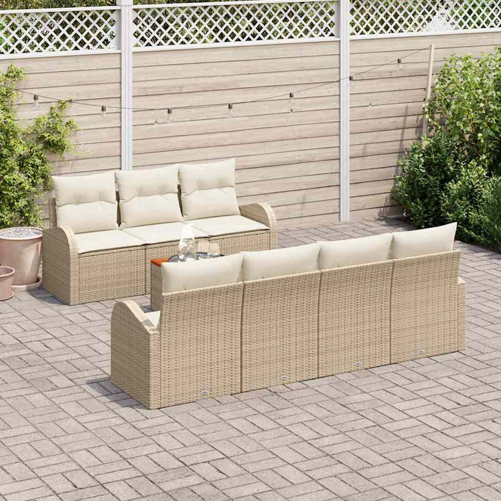 Havesofa Sæt med opbevaring 8 pcs Beige og creme polyrattan