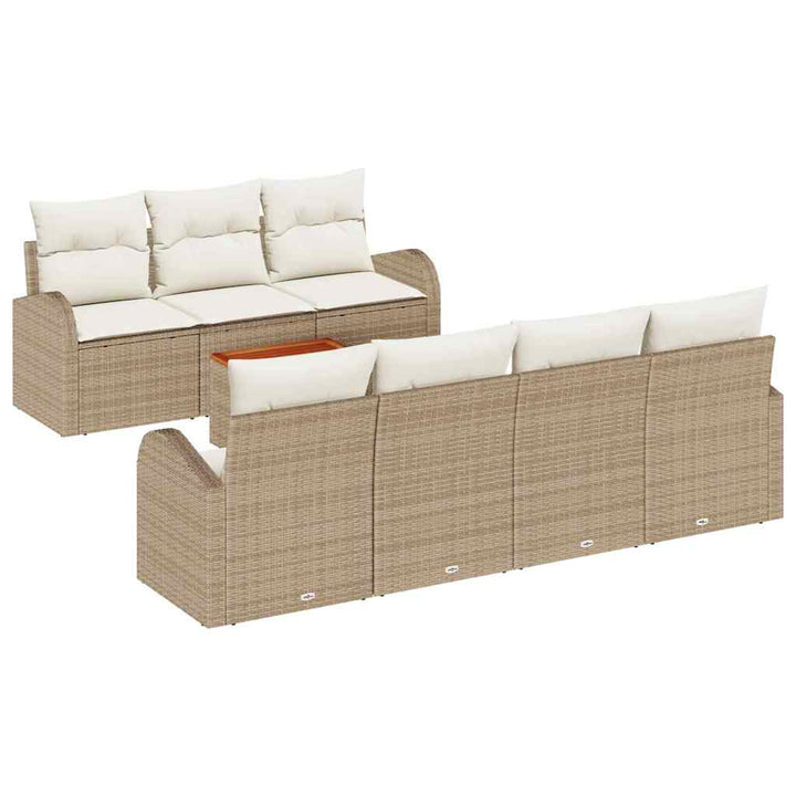 Havesofa Sæt med opbevaring 8 pcs Beige og creme polyrattan
