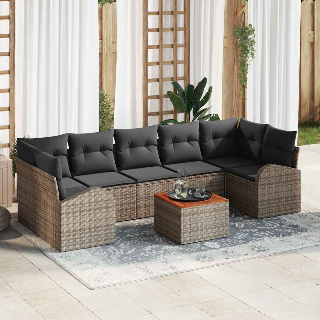 Havesofa Sæt med opbevaring 8 pcs Grå polyrattan