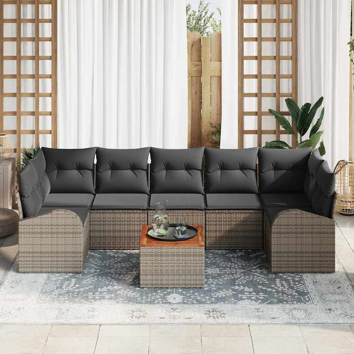 Havesofa Sæt med opbevaring 8 pcs Grå polyrattan