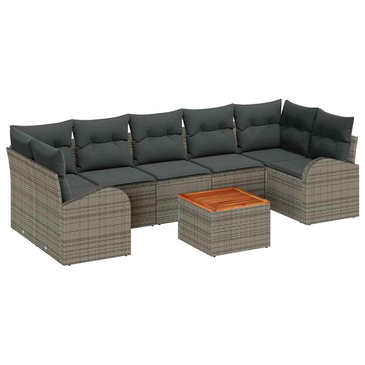 Havesofa Sæt med opbevaring 8 pcs Grå polyrattan