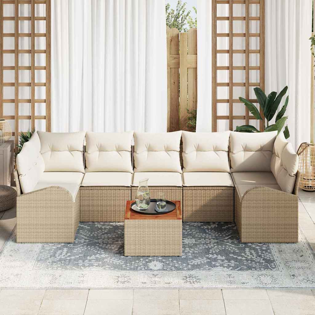Havesofa Sæt 8 stk. Beige og creme polyrattan