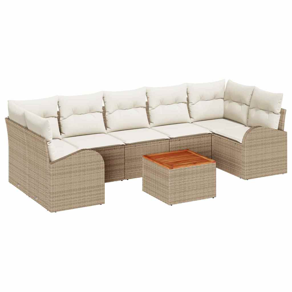 Havesofa Sæt 8 stk. Beige og creme polyrattan